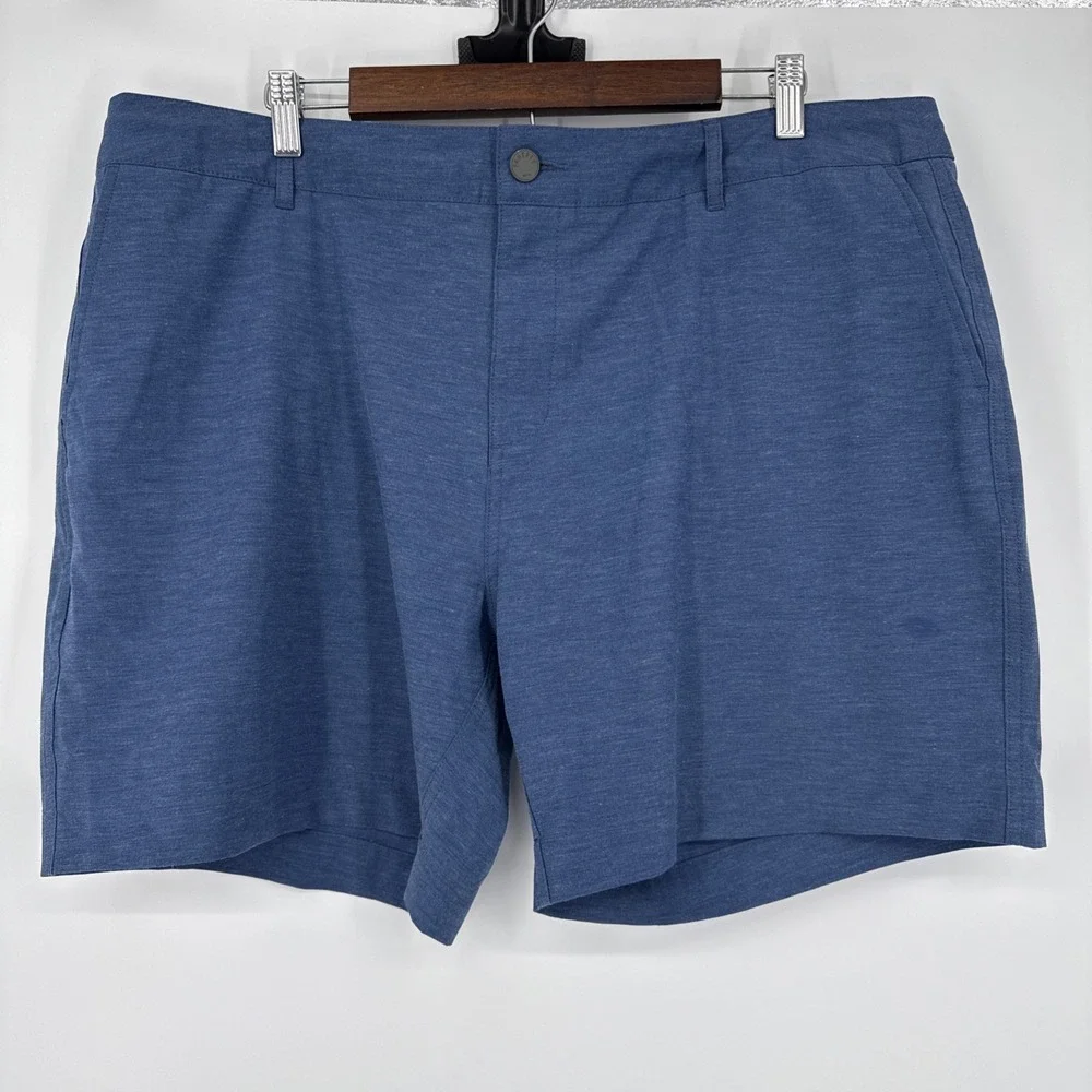 Faherty Belt Loop All Day Shorts Mens 42 Drawstring Waist Stretch Casual Blue